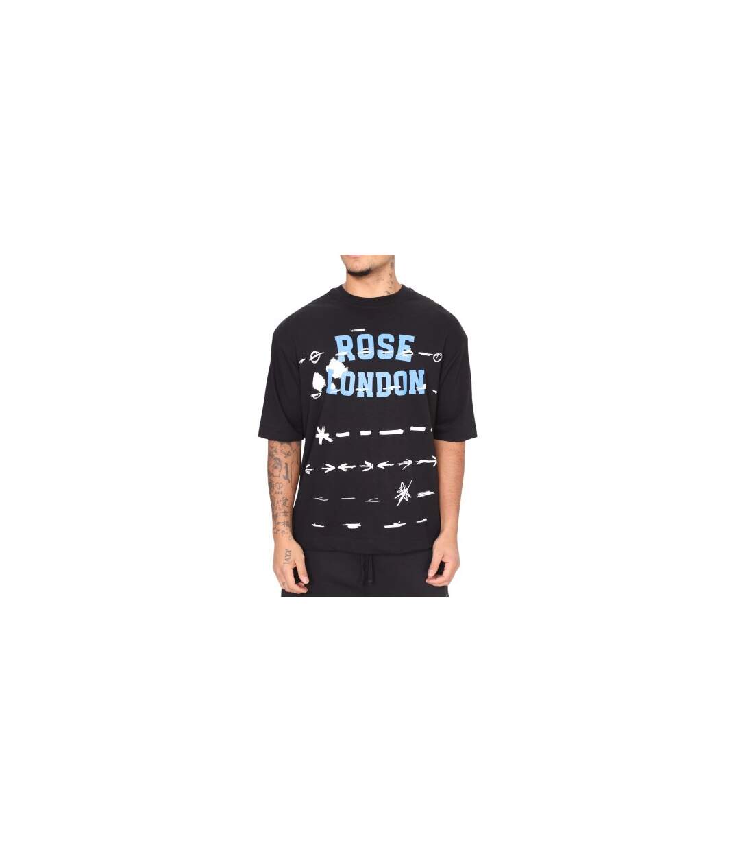 T-shirt Motif/style Graffiti Homme Noir Rose London-1