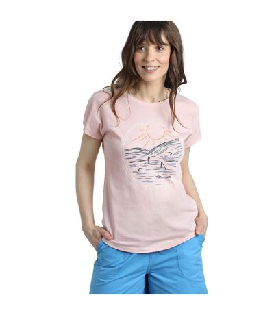Womens/ladies Adventure Awaits Slub Organic T-shirt Pink Weird Fish