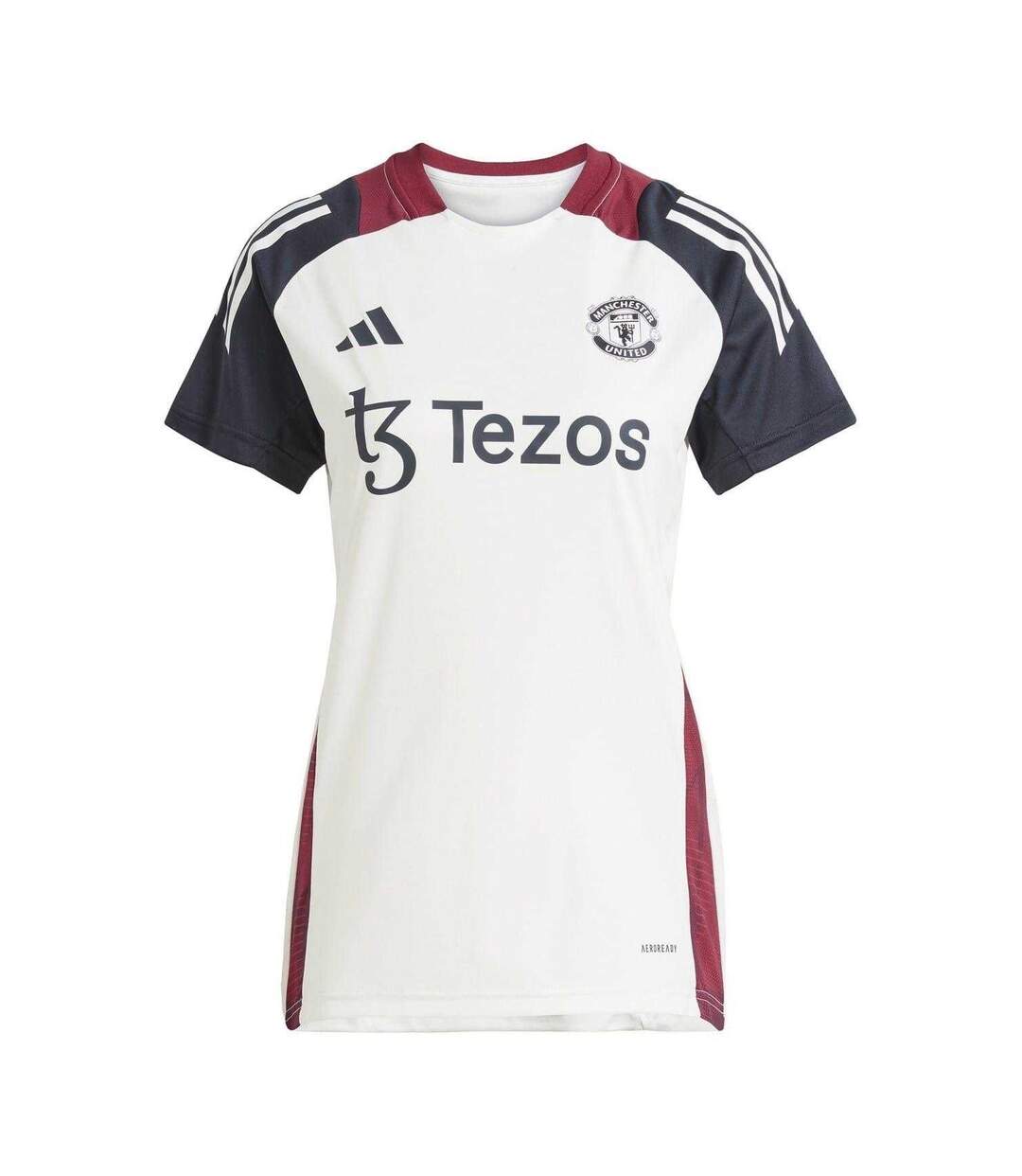 Maillot De Foot Entraînement Femme Blanc Cassé Noir Adidas-2