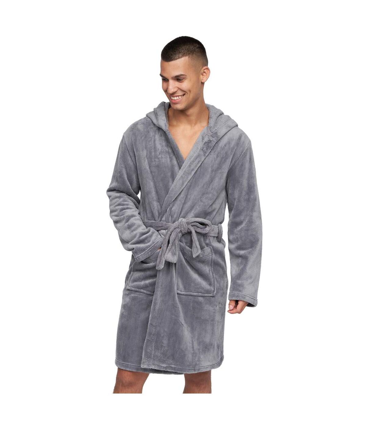 Crosshatch Mens Backdraw Hooded Robe (Grey Marl)