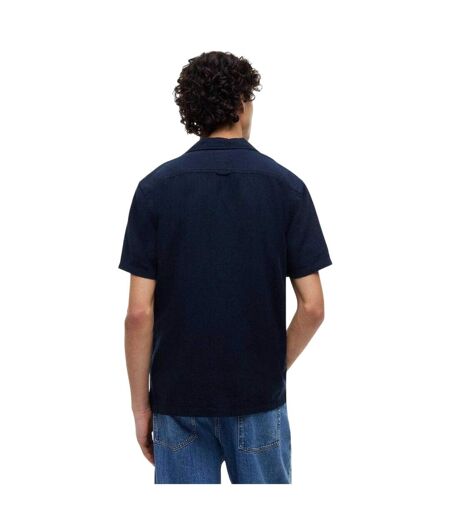 Mens Linen Short-sleeved Shirt Dark Navy Tommy Jeans