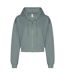 Womens/ladies Cropped Hoodie Dusty Green Awdis-1