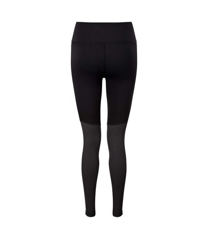 TriDri Womens/Ladies Rib Knit Contrast Bottom Yoga Leggings (Black/Charcoal)