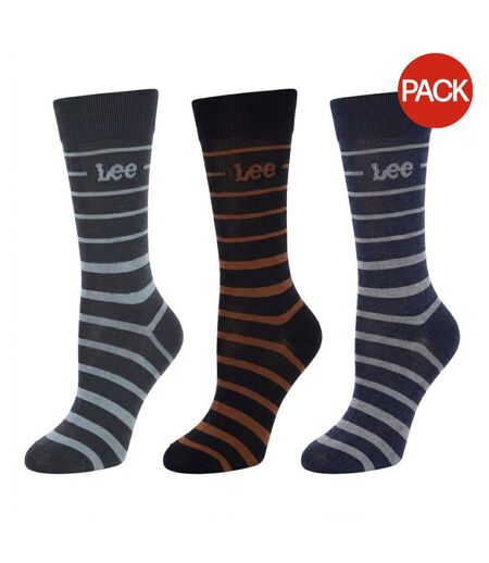 Lot De 3  Chaussettes Motif/style À Rayures Homme Bleu Lee