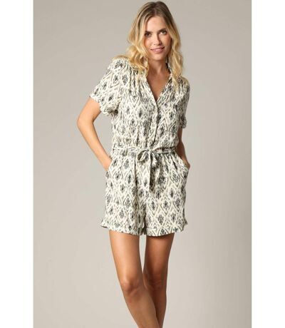 Combi-short HOLLY 100% viscose avec col chemise et motifs ethniques HOLLY