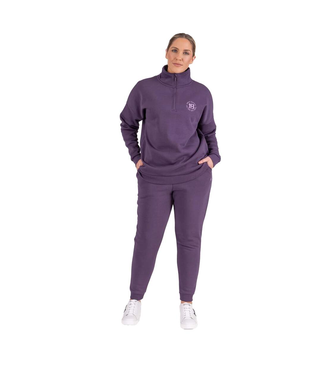 Womens/ladies serene half zip sweatshirt purple Aubrion-2