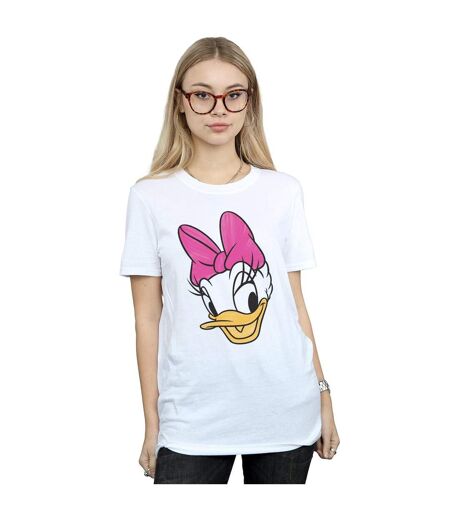 Disney Femme/Ladies - T-shirt en coton boyfriend à tête de canard marguerite peinte (Blanc) - UTBI36443