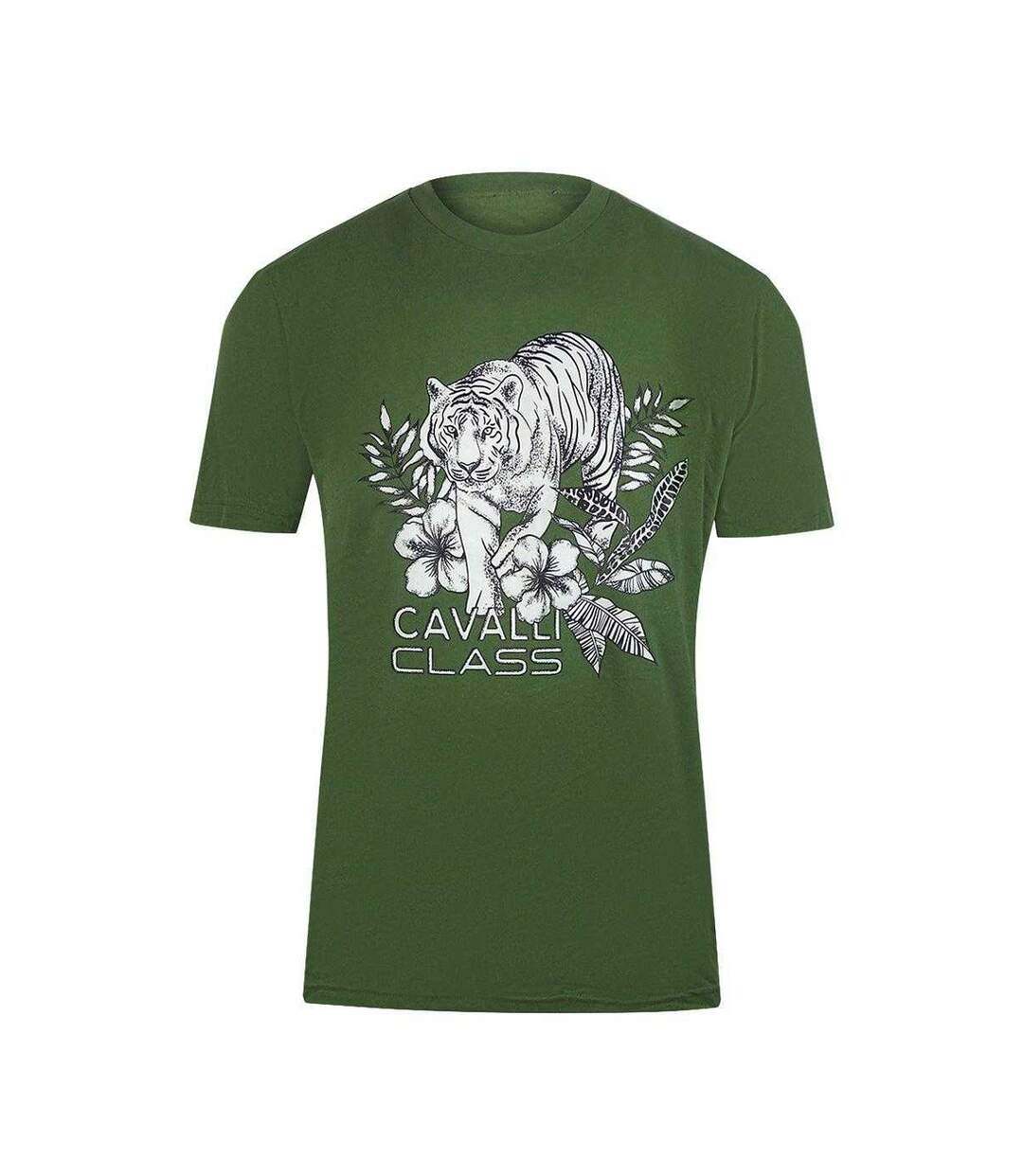 T-shirt Motif/style Tigre Homme Vert Kaki Cavalli Class-1