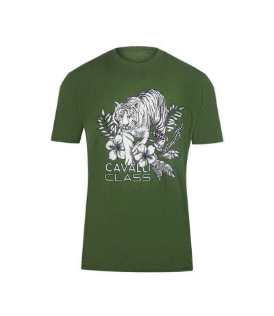 T-shirt Motif/style Tigre Homme Vert Kaki Cavalli Class
