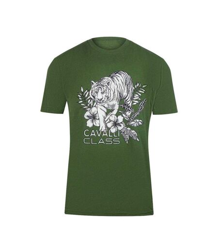 T-shirt Motif/style Tigre Homme Vert Kaki Cavalli Class