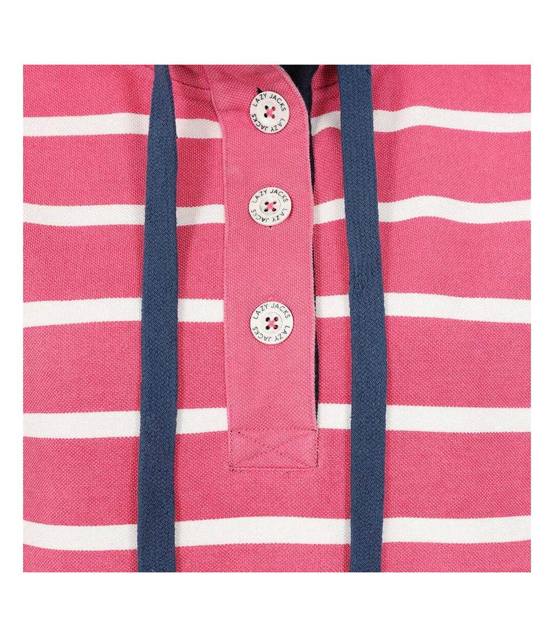 Womens/ladies Striped Pique Sweatshirt Cherry Lazy Jacks-4