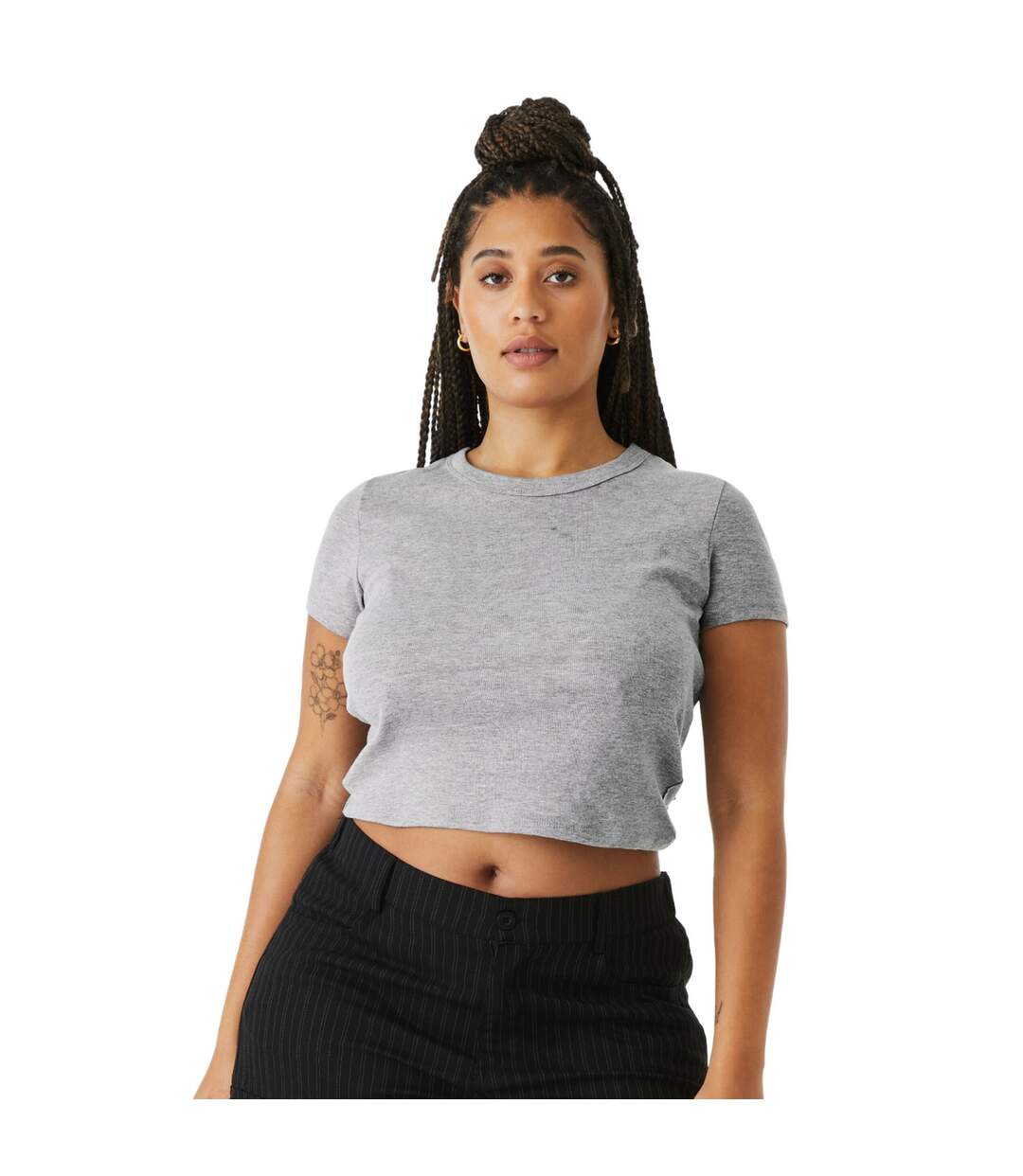 Haut Court Femme Gris Clair Chiné Bella + Canvas-3