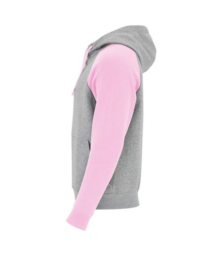 Sweat À Capuche Badet Adulte Gris Chiné Rose Clair Roly