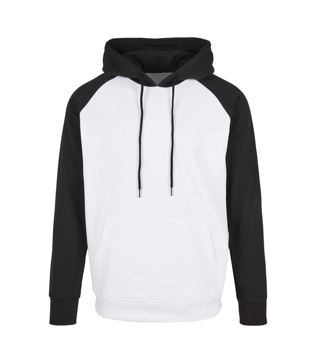 Mens Basic Raglan Hoodie Blanc Noir Build Your Brand-1