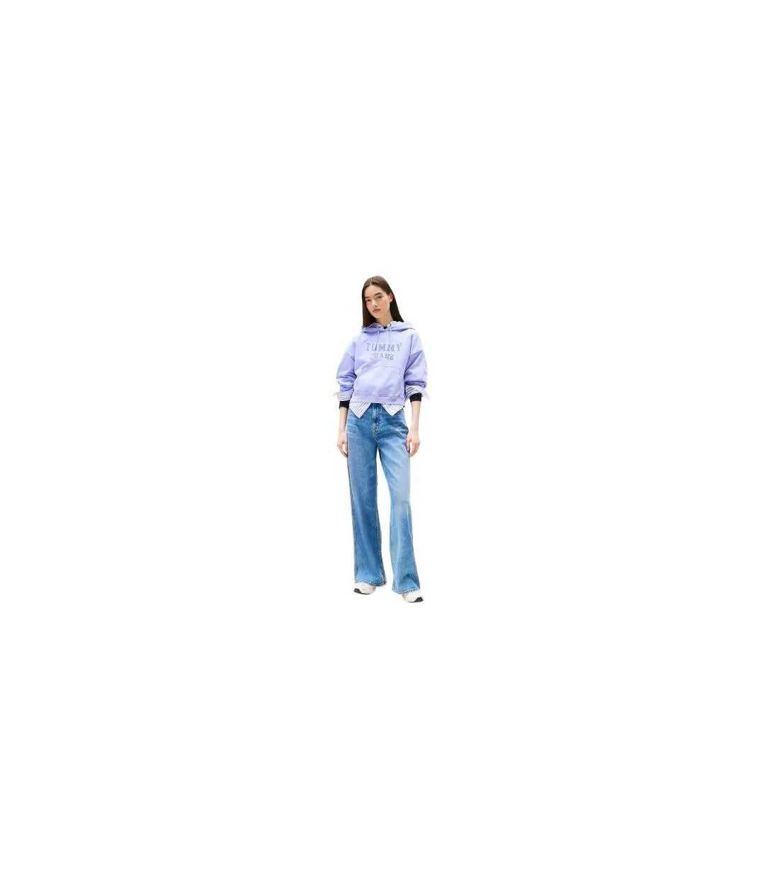 Sweat Court À Capuche Motif/style Universitaire Femme Rétro Bleu Tommy Jeans-1