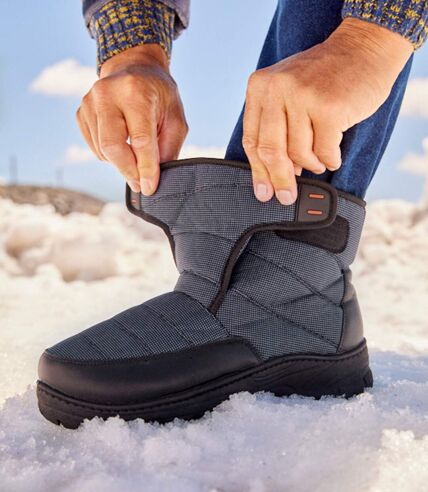 Men's Navy Sherpa-Lined Snow Boots - Water-Repellent 