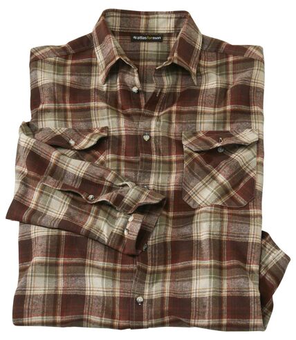 Men's Brown Checked Flannel Shirt