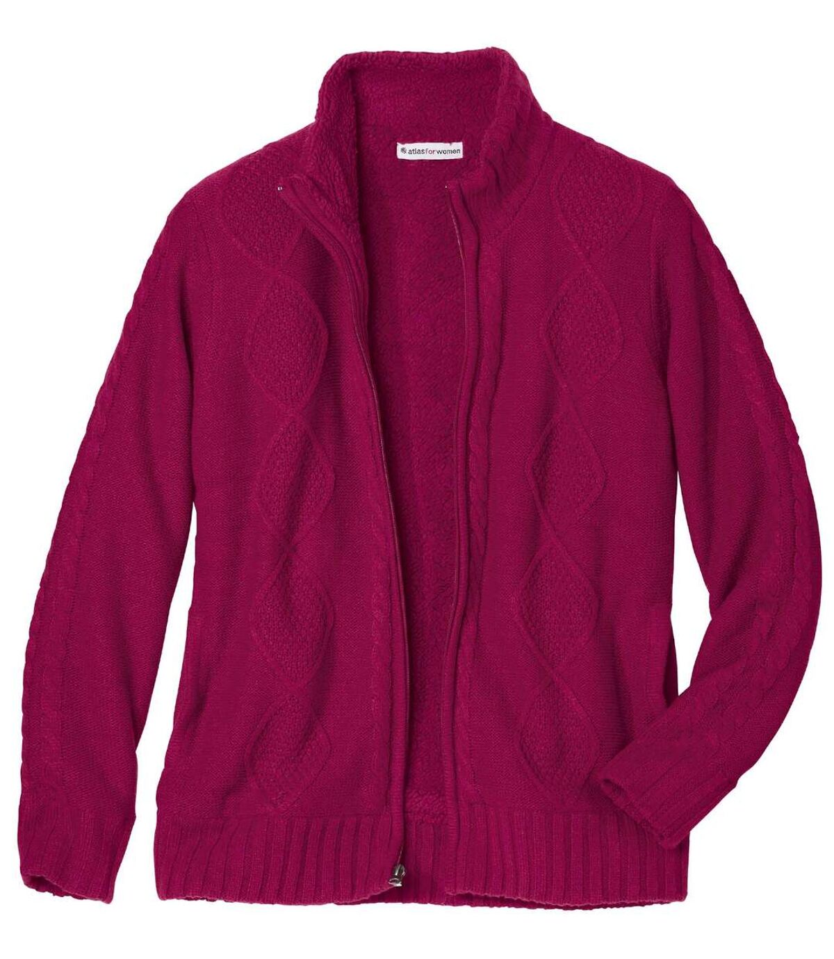 Women's Fleece-Lined Knitted Jacket - Cherry Atlas For Men
