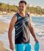 Pack of 3 Men's Sporty Tank Tops - Turquoise White Anthracite