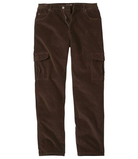 Men's Brown Stretch Cargo Corduroy Trousers