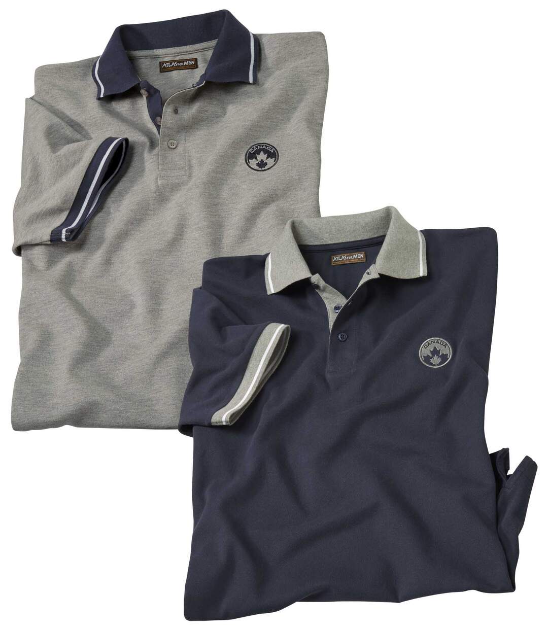 Pack of 2 Pairs of Men's Polo Shirts - Grey Navy Blue-1