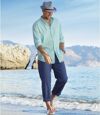 Men's Blue Cotton/Linen Stretch Pants Atlas For Men