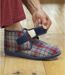 Men's Red & Gray Sherpa-Lined Slippers 