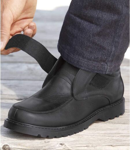 Men's Black Shoes - Hook and Loop Fastening
