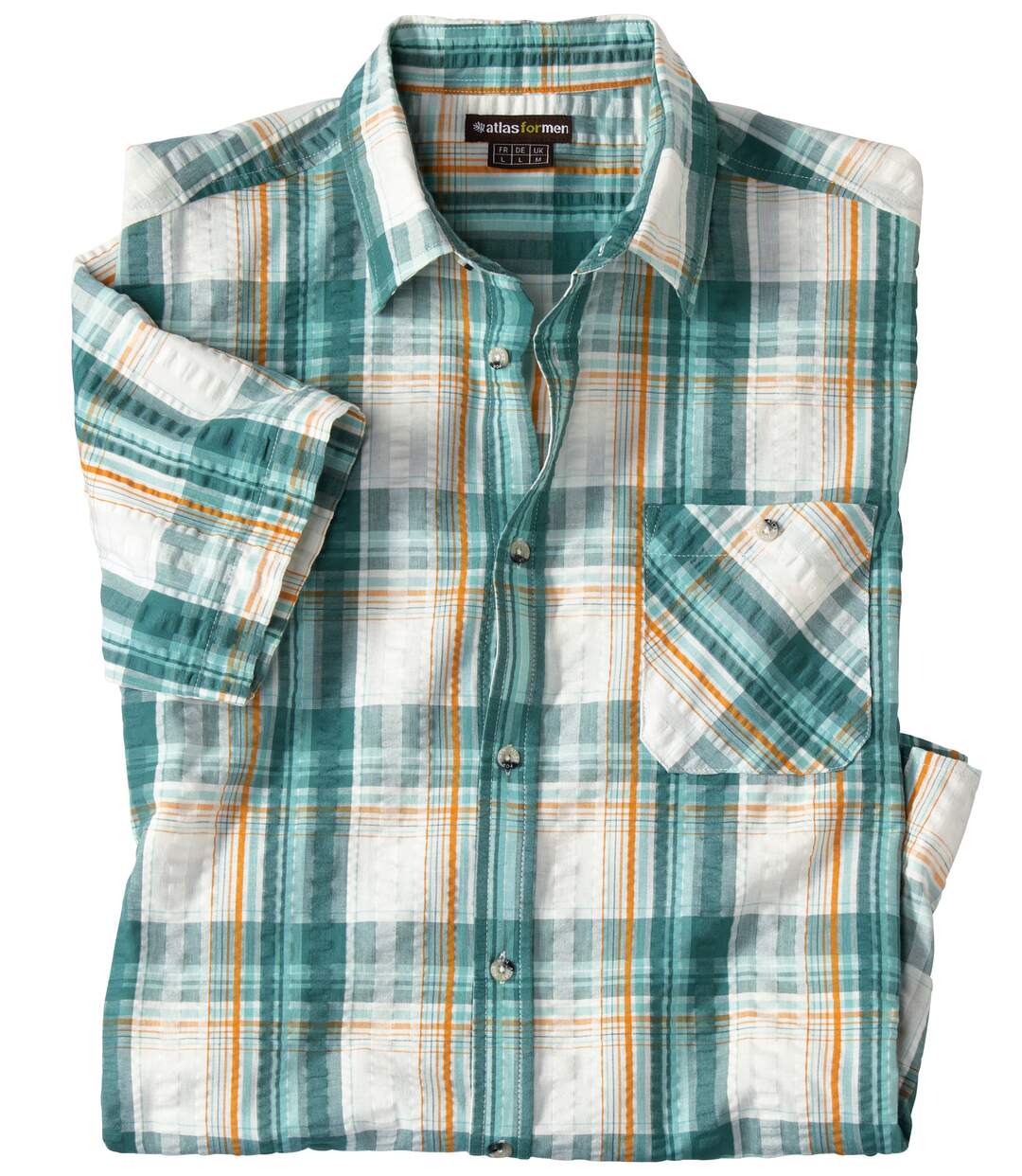 Men's Ecru Waffle-Effect Checked Shirt-3