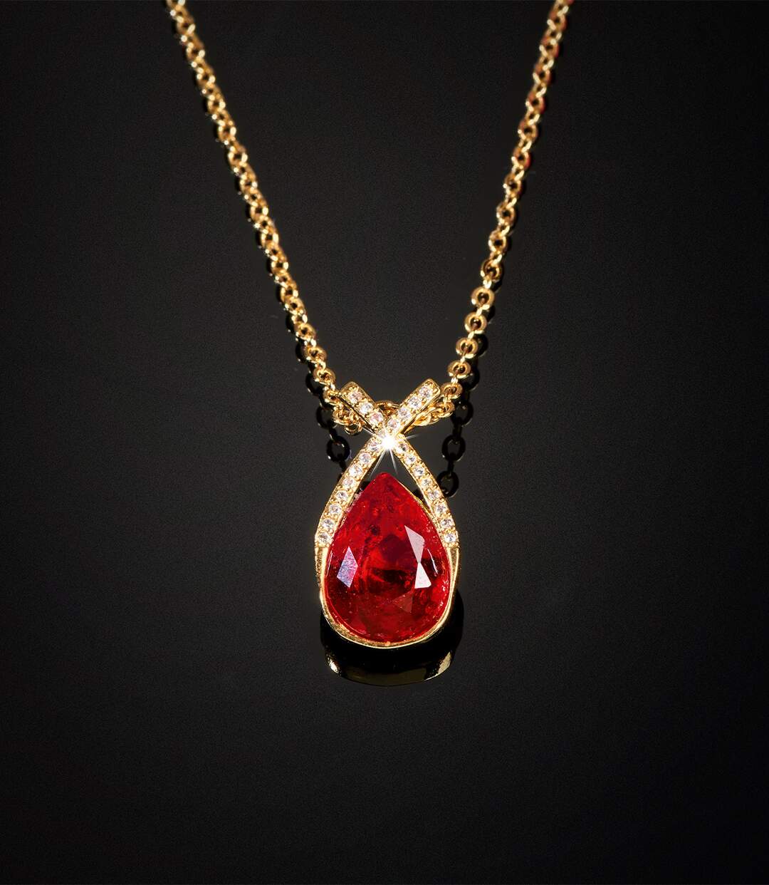 Women's Red Crystal Droplet Necklace Atlas For Men