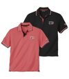 Pack of 2 Men's Polo Shirts - Coral Black Atlas For Men