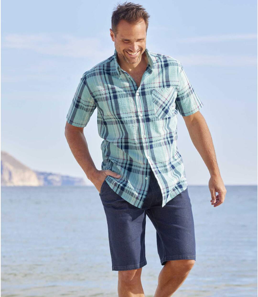 Men's Stretchy Denim Shorts - Blue Atlas For Men