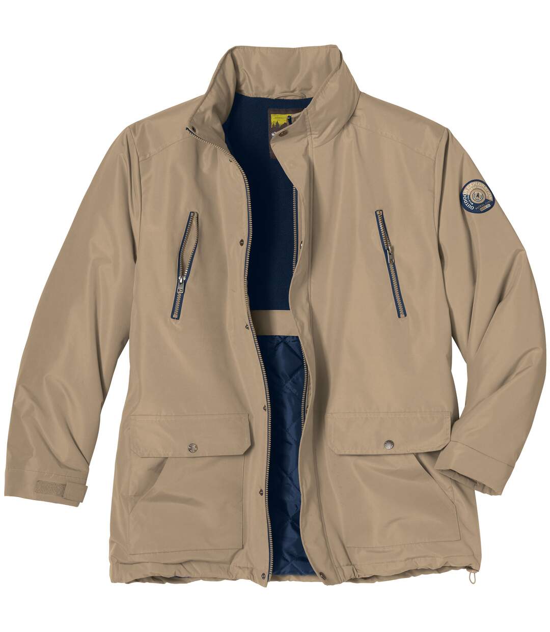 Men's Beige Multi-Pocket Parka