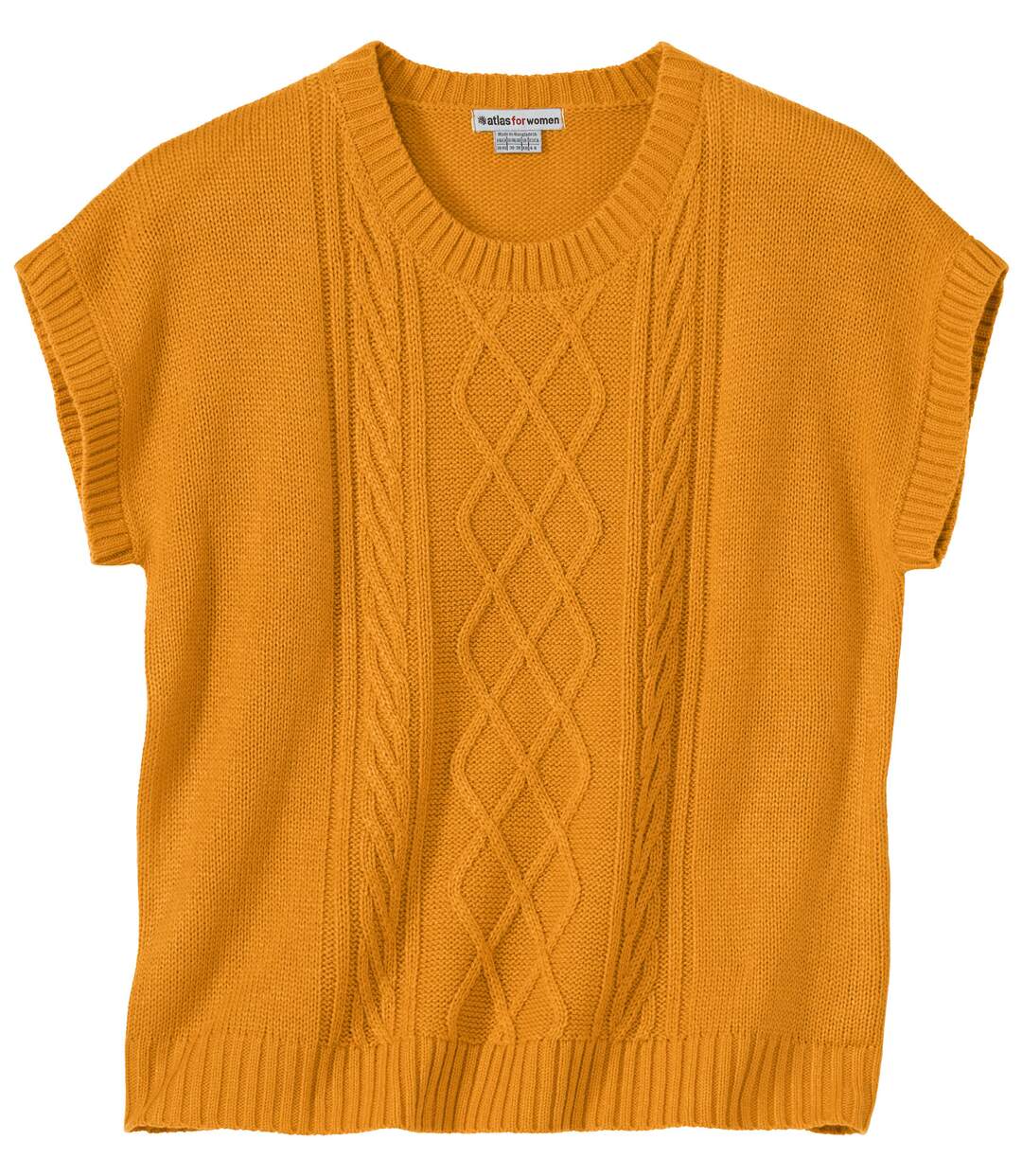 Women's Ochre Cable Knit Sleeveless Jumper-3