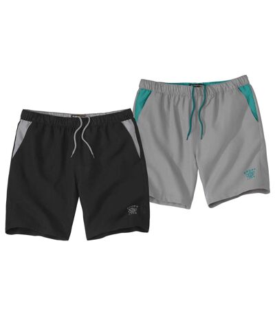 Pack of 2 Men's Microfiber Shorts - Black Gray