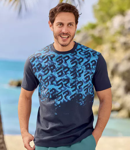 Pack of 3 Men's Sporty T-Shirts - Navy Red Blue