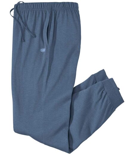 Men's Blue Jersey Trousers - Elasticated Waist 