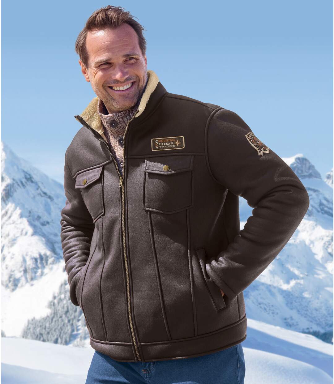 Blouson Suédine Doublé Sherpa Style Bombardier-1