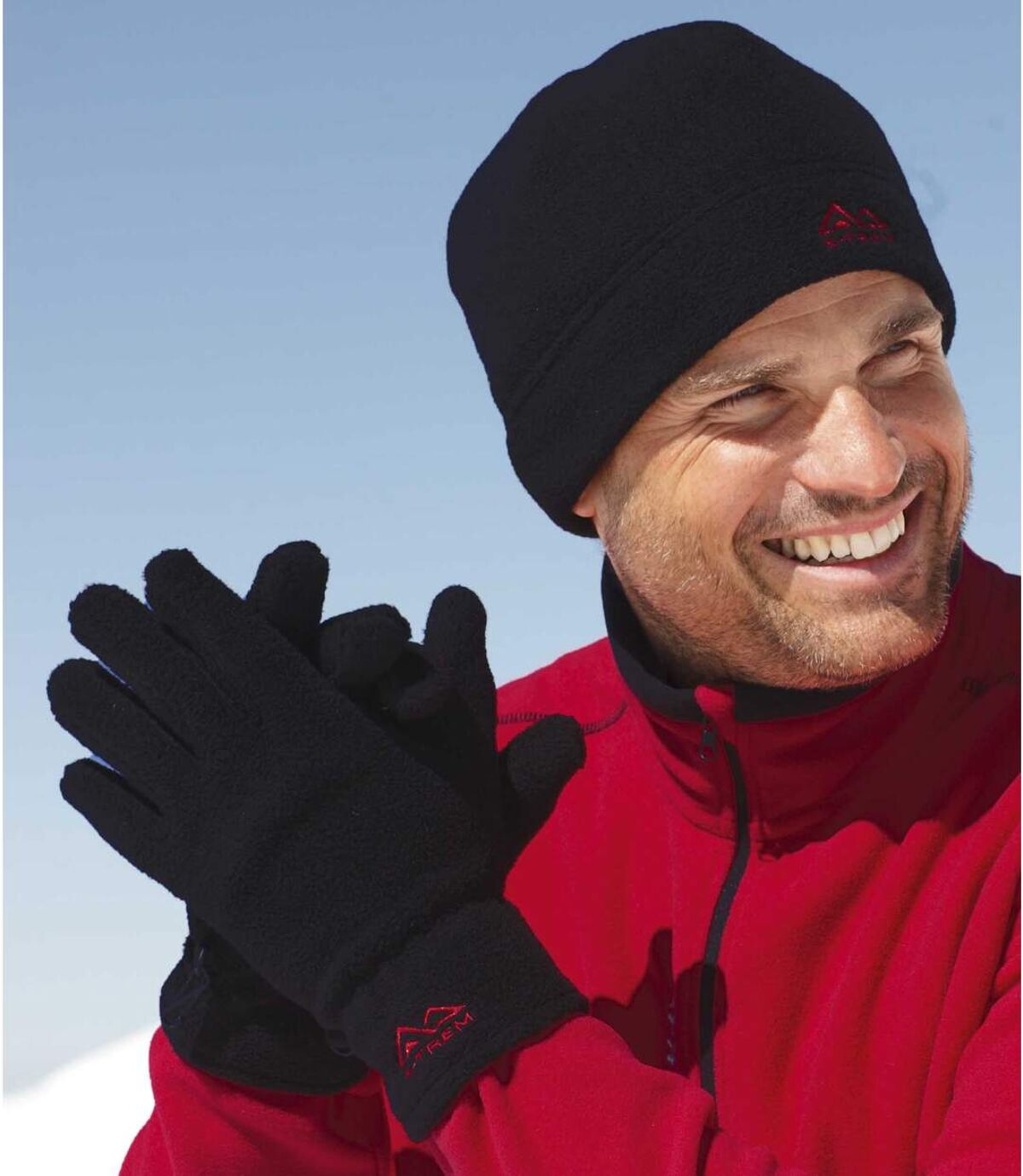 Men’s Black Fleece Hat & Gloves Set Atlas For Men