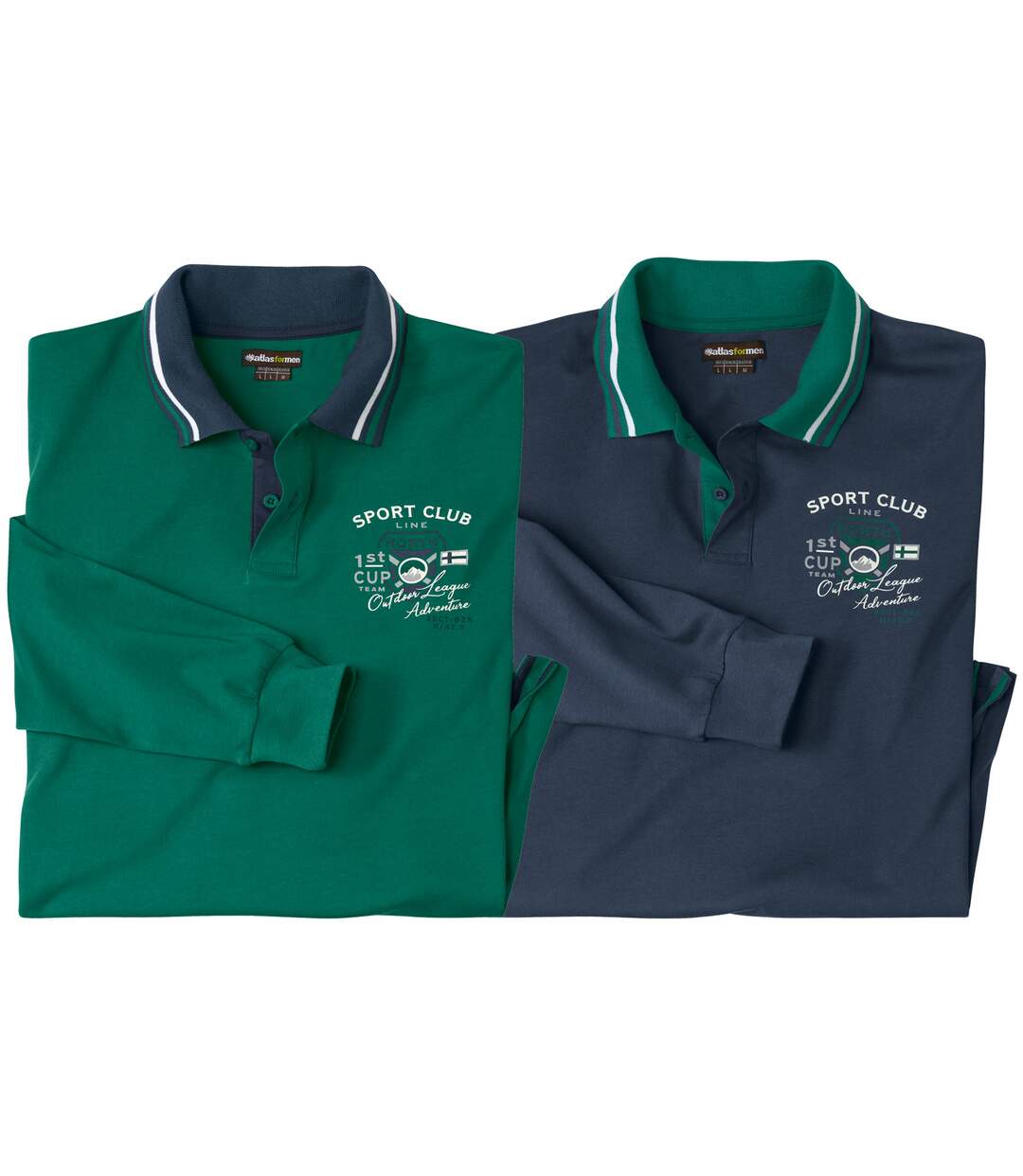 Pack of 2 Men's Cotton Polo Shirts - Green Navy-1