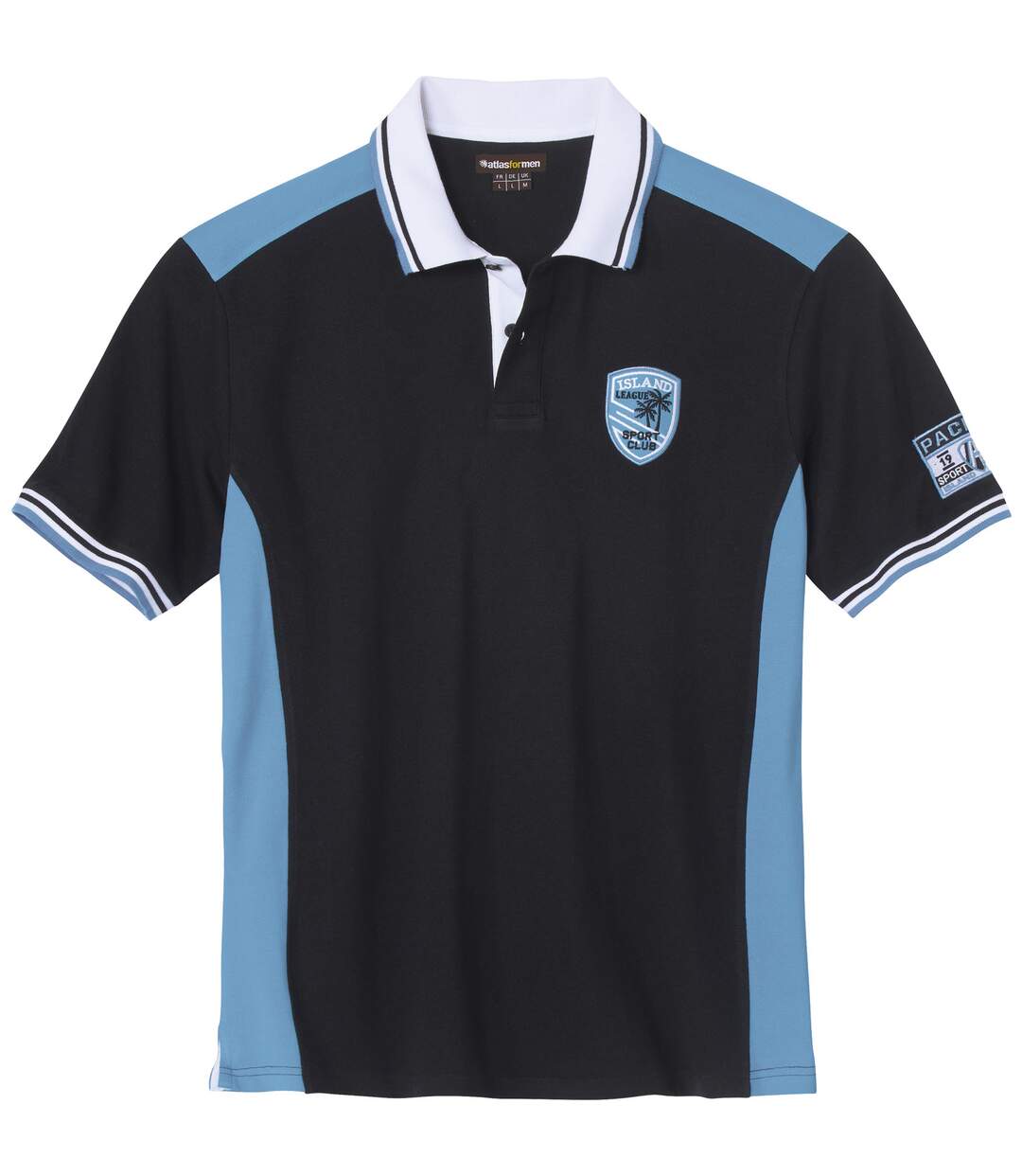 Men's Black & Blue Sporty Piqué Polo Shirt-4