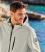 Men's Beige Hooded Softshell Jacket - Water-Repellent-8