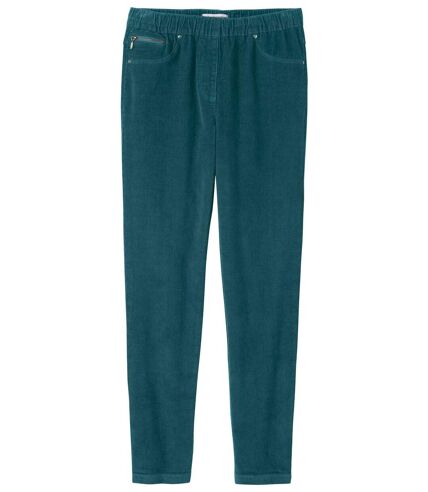 Women's Green Stretchy Corduroy Pants 