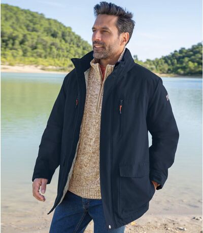 Men's Navy Multipocket Parka - Water-Repellent