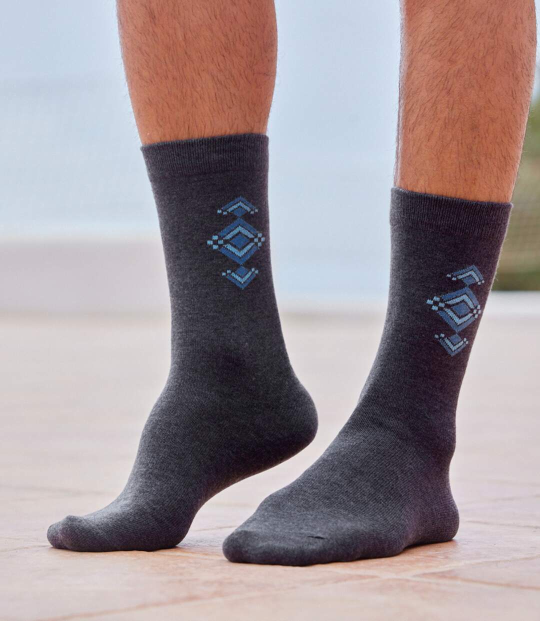 Pack of 5 Pairs of Men's Ankle Socks - Black Blue Anthracite Gray Atlas For Men