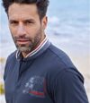 Men's Mandarin Collar Polo Shirt - Navy Atlas For Men