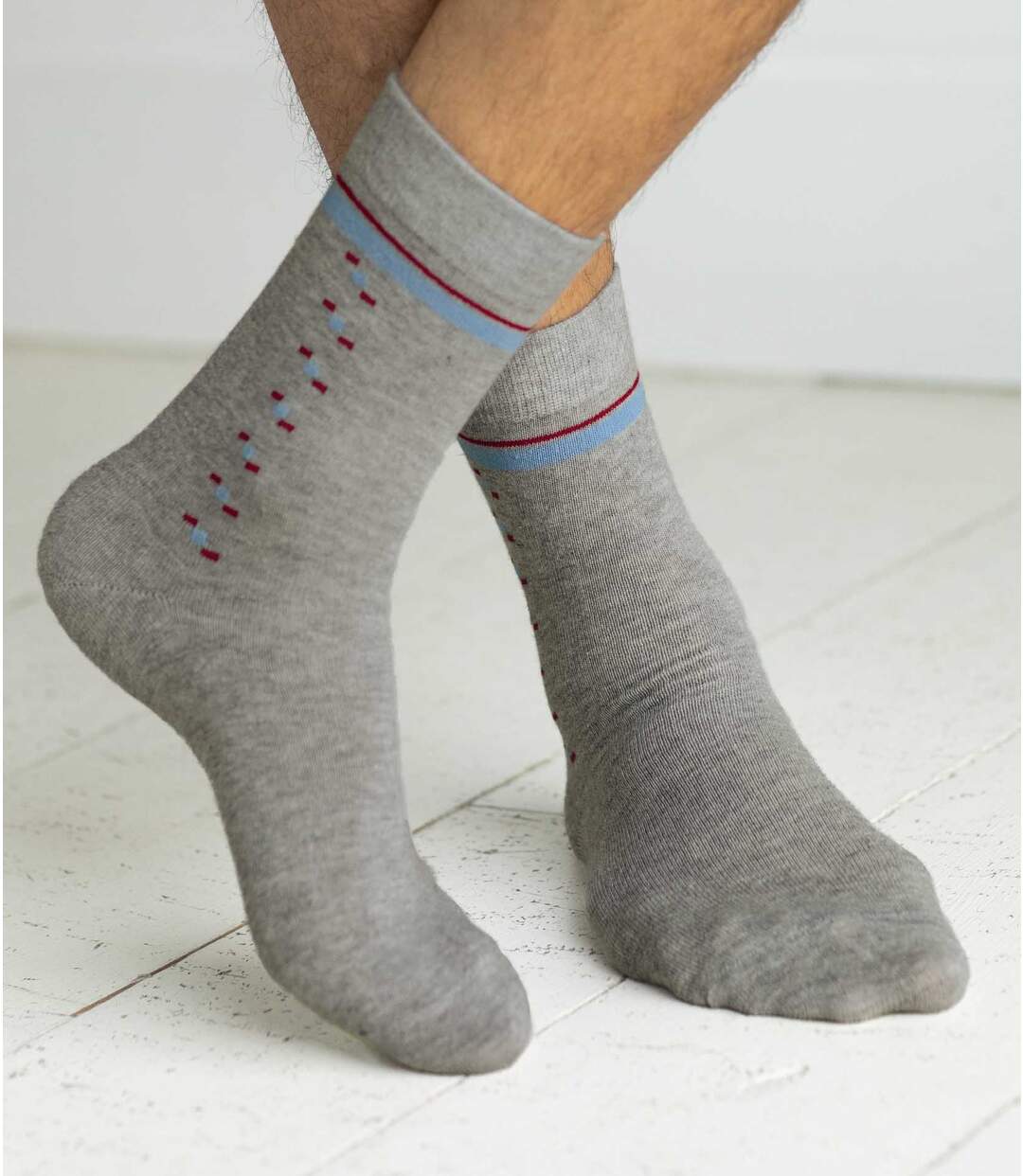 Pack of 4 Pairs of Men's Patterned Socks - Anthracite Light Gray Atlas For Men