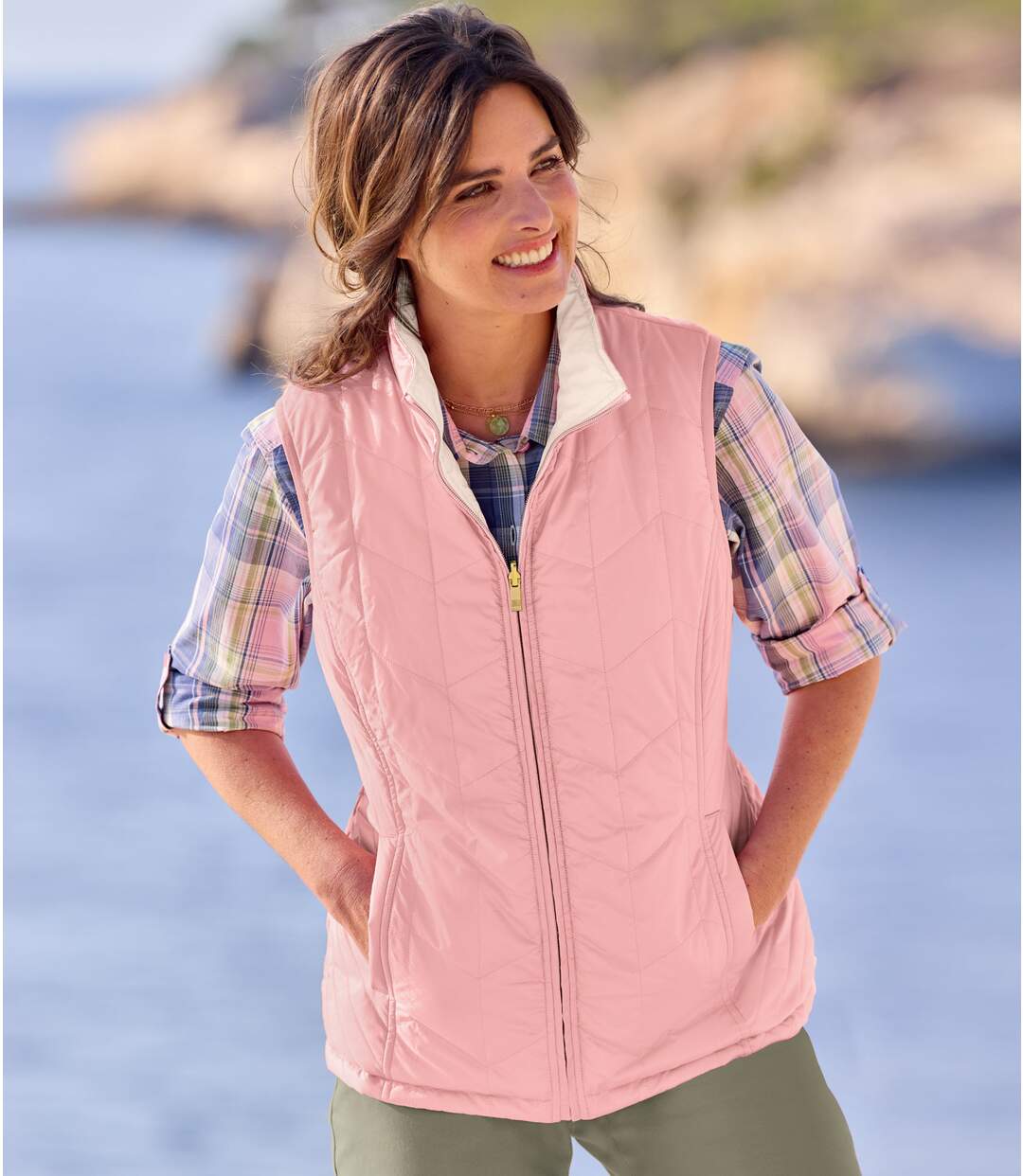 Women's Reversible Padded Gilet - Water-Repellent-1