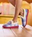 Women's Checked Slippers with Faux-Fur Lining - Pink Blue-4