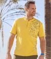 Pack of 2 Men's Button-Neck T-Shirts - Yellow Brick Red Atlas For Men